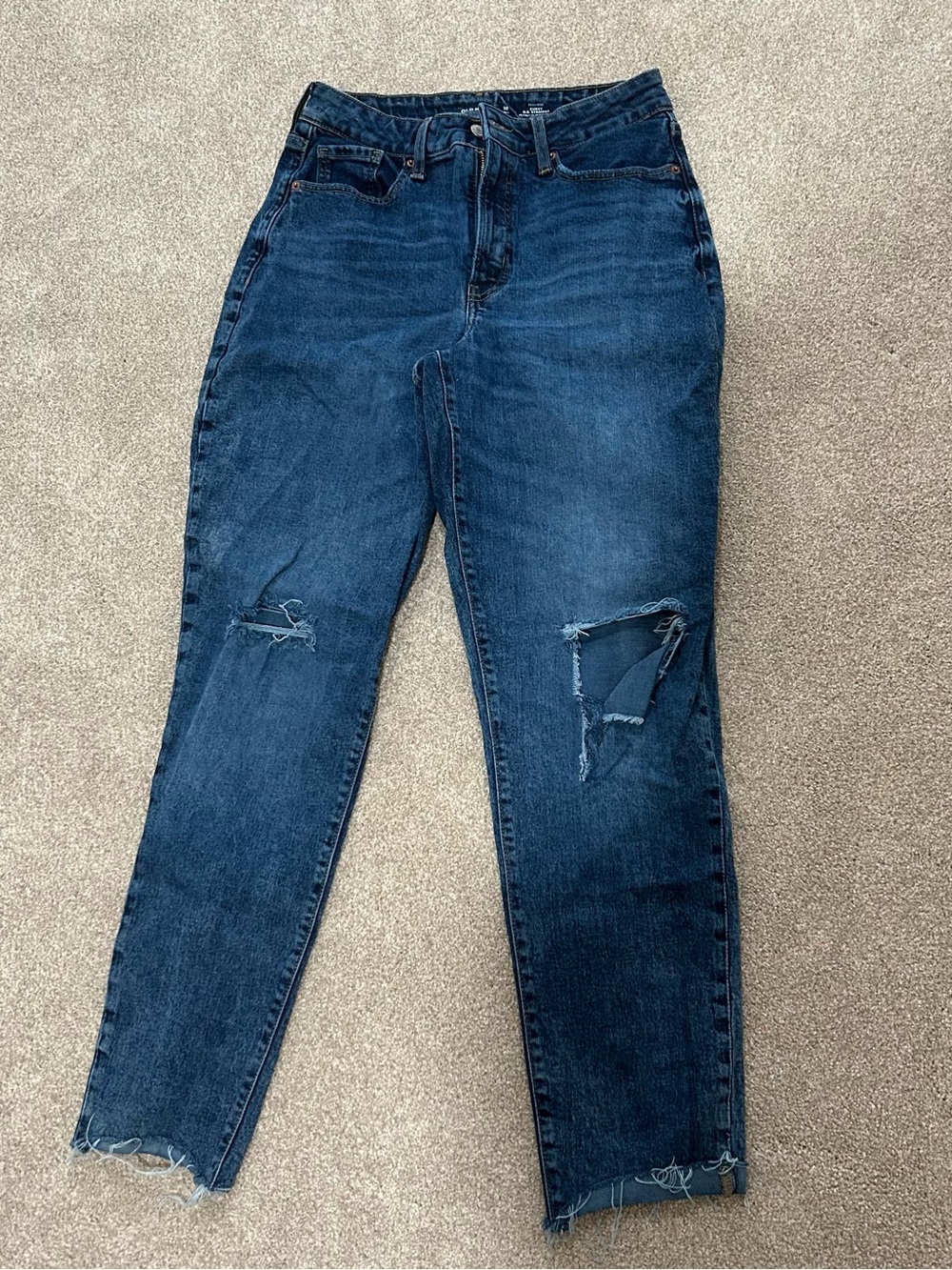 Old Navy Dark Blue Distressed Boyfriend Jeans